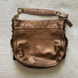 COACH metallic bronze leather hobo shoulder bag